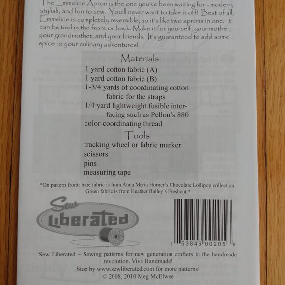 Reversible Apron Sewing Pattern UNCUT Baking Cooking Kitchen - Picture 3 of 9